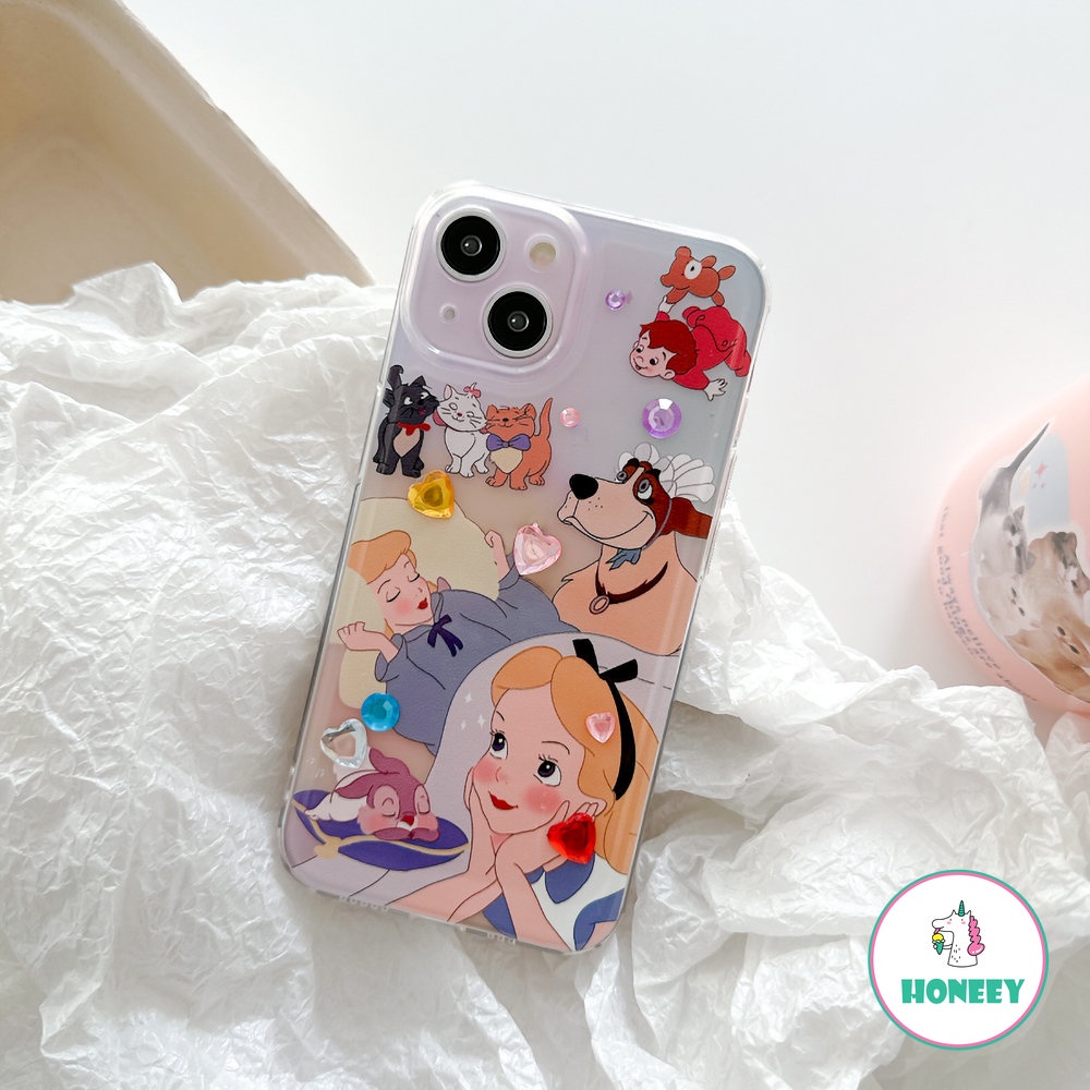 Luxury Cartoon Disney Alice Princess Alice In Wonderlands Phone Case for IPhone 11 13 14 12 Pro Max 14 Pro XR XS 7 8Plus Anti-drop Back Cover