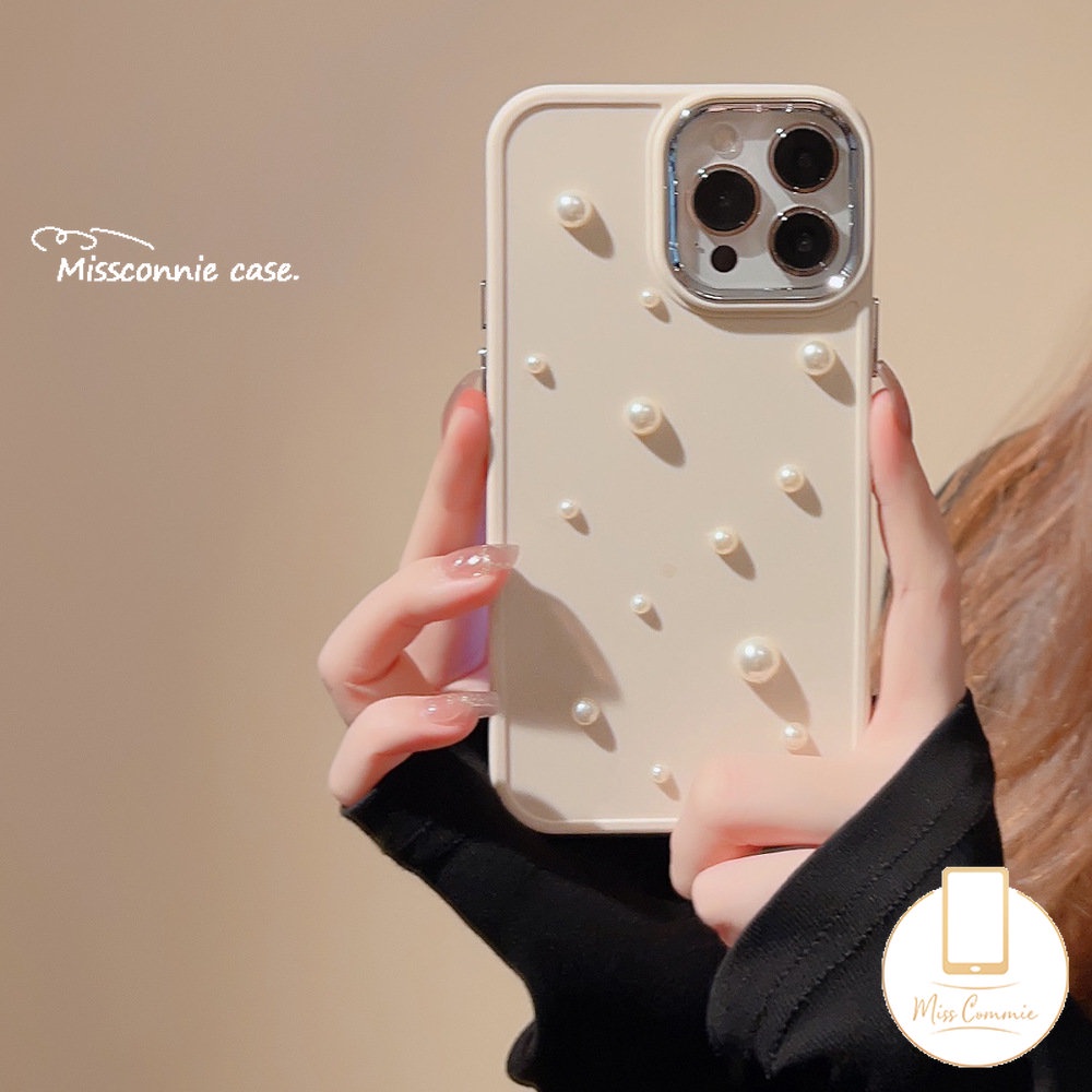 3D Pearl Romantic Love Heart Starry Sky Electroplate Case Compatible for IPhone 7 8 14 Plus 11 13 14 12 Pro Max 7plus 8plus XR X XS MAX Luxury Plating Solid Color Shockproof Cover