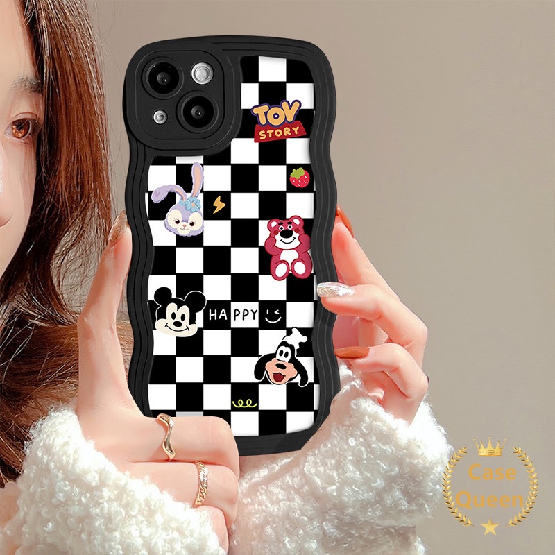 Cartoon Toy Story Checkerboard Sunflower Couple Case for Redmi 9C A1 9C NFC 9A 9T 10A 10C 12C 10 9 Note 10 11 9 8 11s 10S Cute Little Monsters Diamond Soft Wavy Edge Cover