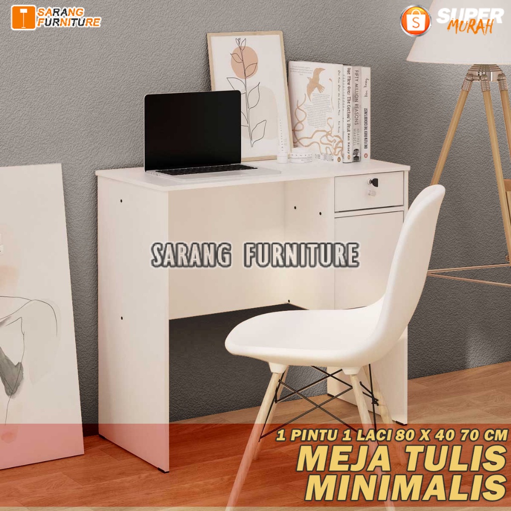 MEJA LAPTOP MEJA TULIS MEJA BELAJAR WARNA PUTIH MTK 80 1P1L MEJA KERJA MINIMALIS MEJA KAYU