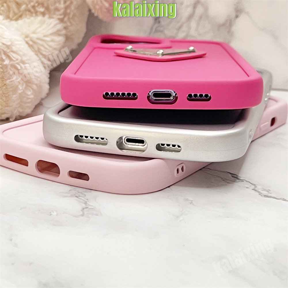 3D Prada Kulit Terasa Lembut untuk iPhone 14 Pro Max 13 12 11 Pro Max Xs Max Xr X Xs Casing Macaron Warna Penutup Belakang