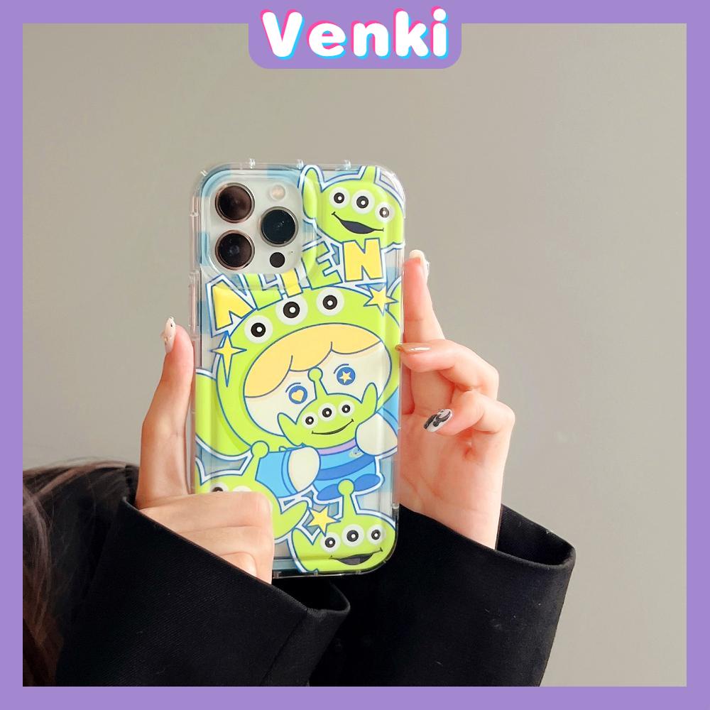 VENKI - Untuk iPhone 11 Case Bening Phone Case TPU Soft Airbag Shockproof Protection Camera Lucu Kartun Hijau Boneka Kompatibel dengan iPhone 14 13 Pro Max iPhone 12 Pro Max XR XS 7 8