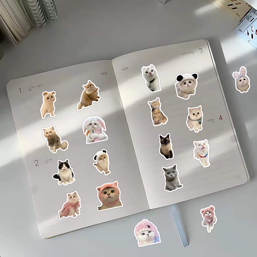 60pc Stiker Anjing Kucing Lucu Kucing Realistis Ins Gaya Korea Casing Ponsel Tablet Sticker