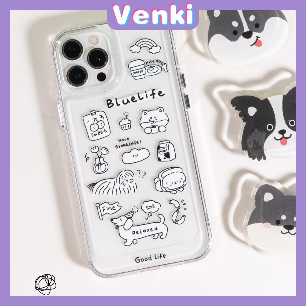 VENKI - Untuk iPhone 11 iPhone Case Bening Lubang Besar Ruang Case TPU Soft Shell Shockproof Protection Camera Lucu Hewan Sederhana Kompatibel dengan iPhone 14 13 Pro max 12 Pro Max 11 xr xs