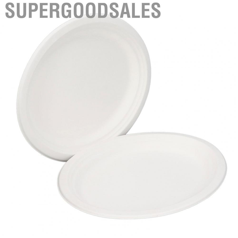 Supergoodsales 100 Pack 12.5in Disposable Oval  Dishes Bulk Round Compostable Sugarcane