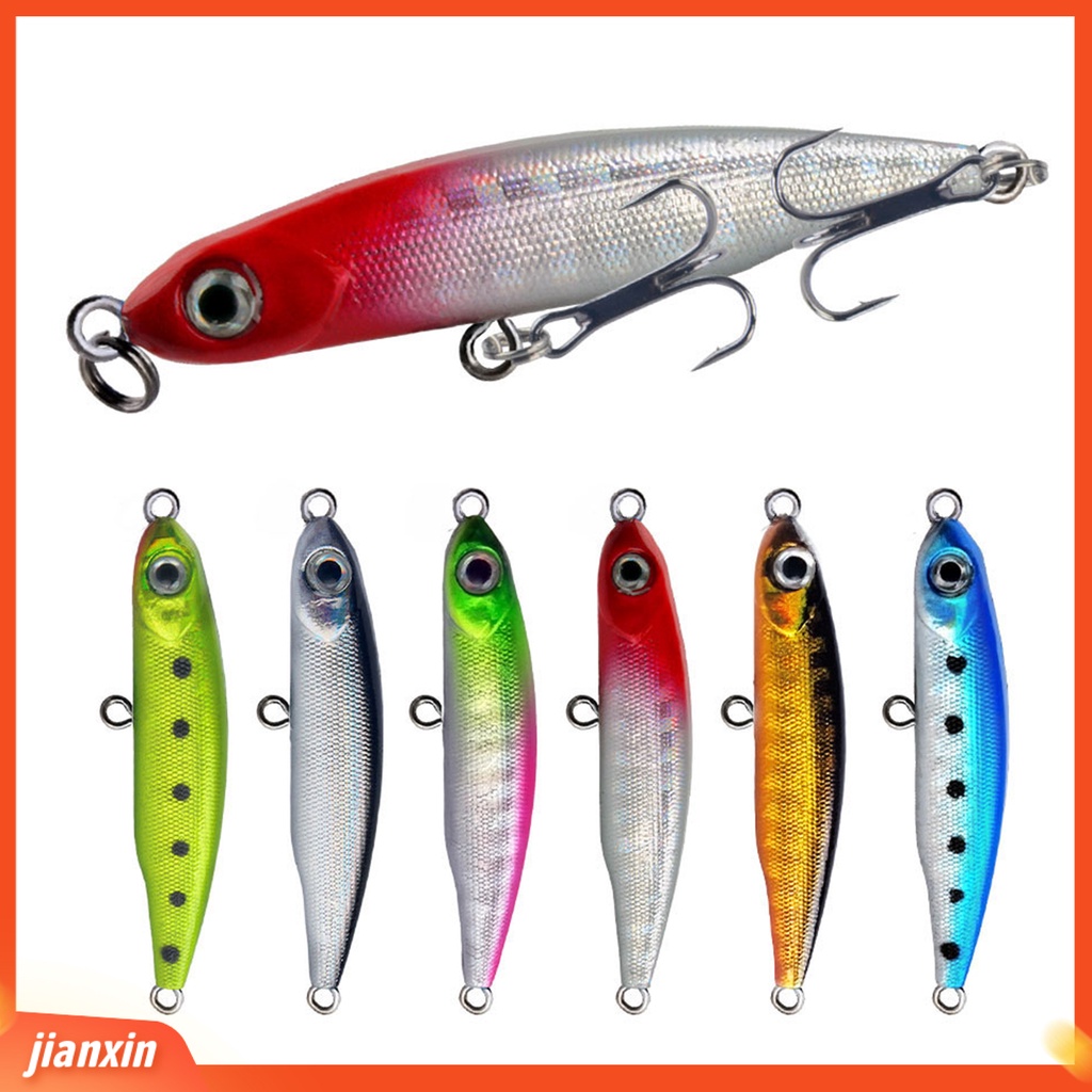 (In Stock) 5.3cm/3g Umpan Umpan 2kait Treble Tajam Barb Vibrant Steel Balls Plat Lidah Panjang Tenggelam Perlahan Umpan Bionik Untuk Memancing Di Luar Ruangan