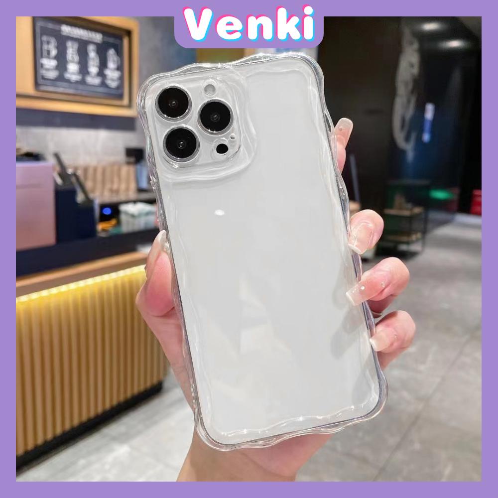 VENKI - Untuk iPhone 11 iPhone Case 3D Tepi Melengkung Gelombang Bening Phone Case TPU Airbag Tahan Guncangan Kamera Sederhana Kompatibel dengan iPhone 14 13 Pro max 12 Pro Max 11 xr 7Plus 8Plus