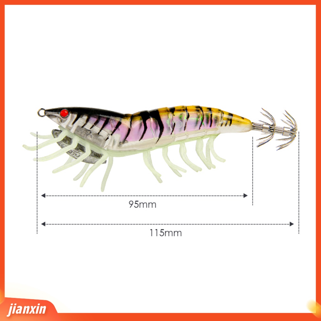 (In Stock) 21g 115mm Umpan Pancing Warna Terang Realistis Cepat Tenggelam Bercahaya Malam Memancing Udang Umpan Untuk Memancing Di Laut