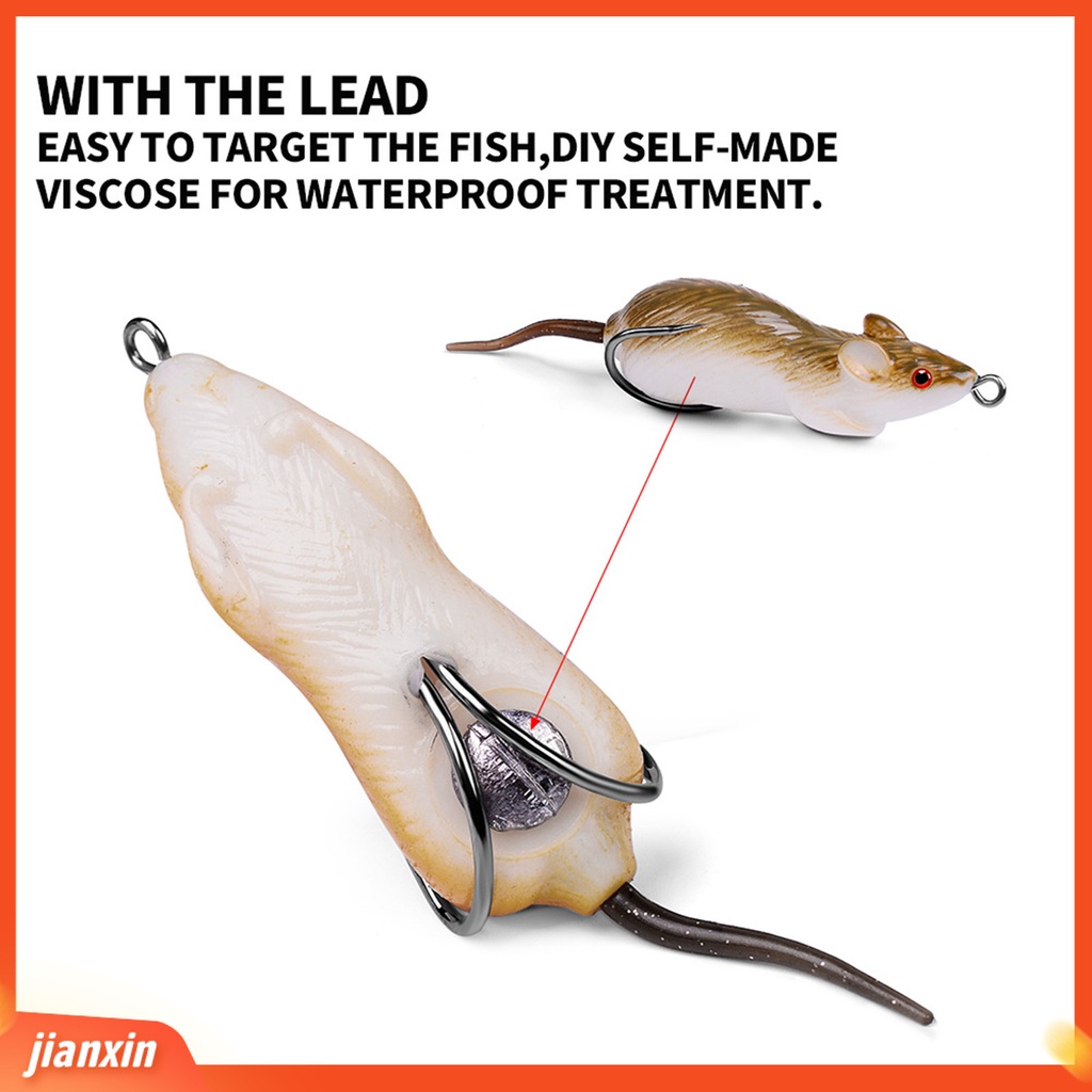 (In Stock) 6cm 11.5g Umpan Tikus Reusable Tahan Aus Silikon Rat Lure Dengan Kait Ganda Untuk Memancing