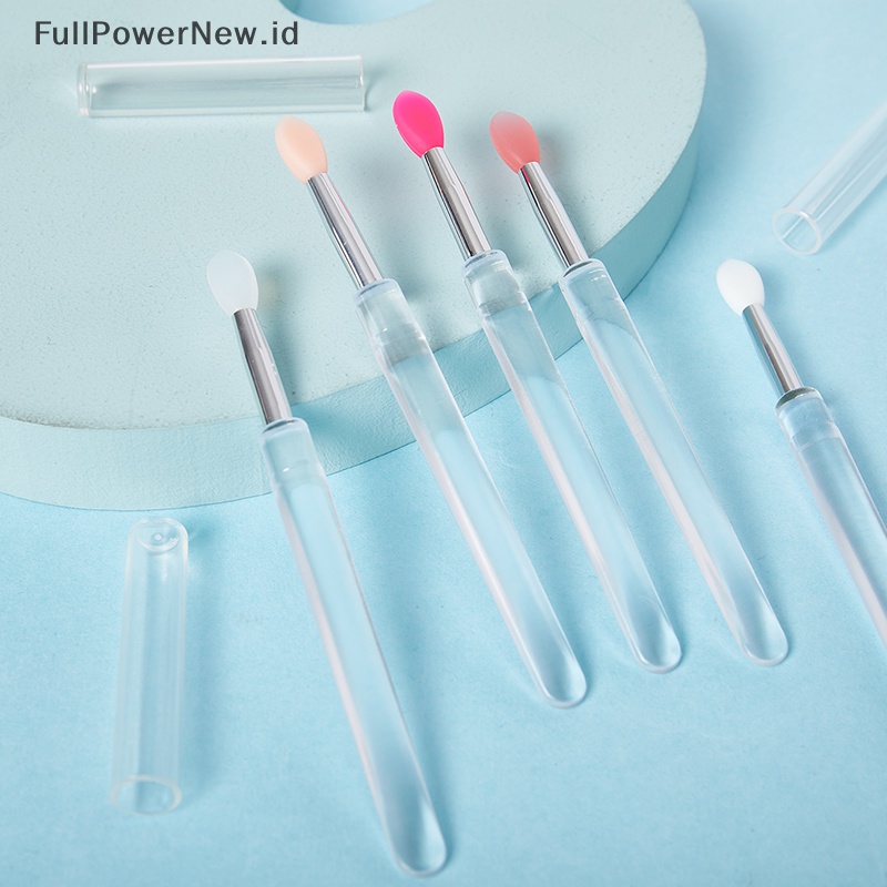 Power 2pcs Lip Gloss Aplikator Kuas Bibir Silikon Dengan Tutup Debu Brush Makeup ID