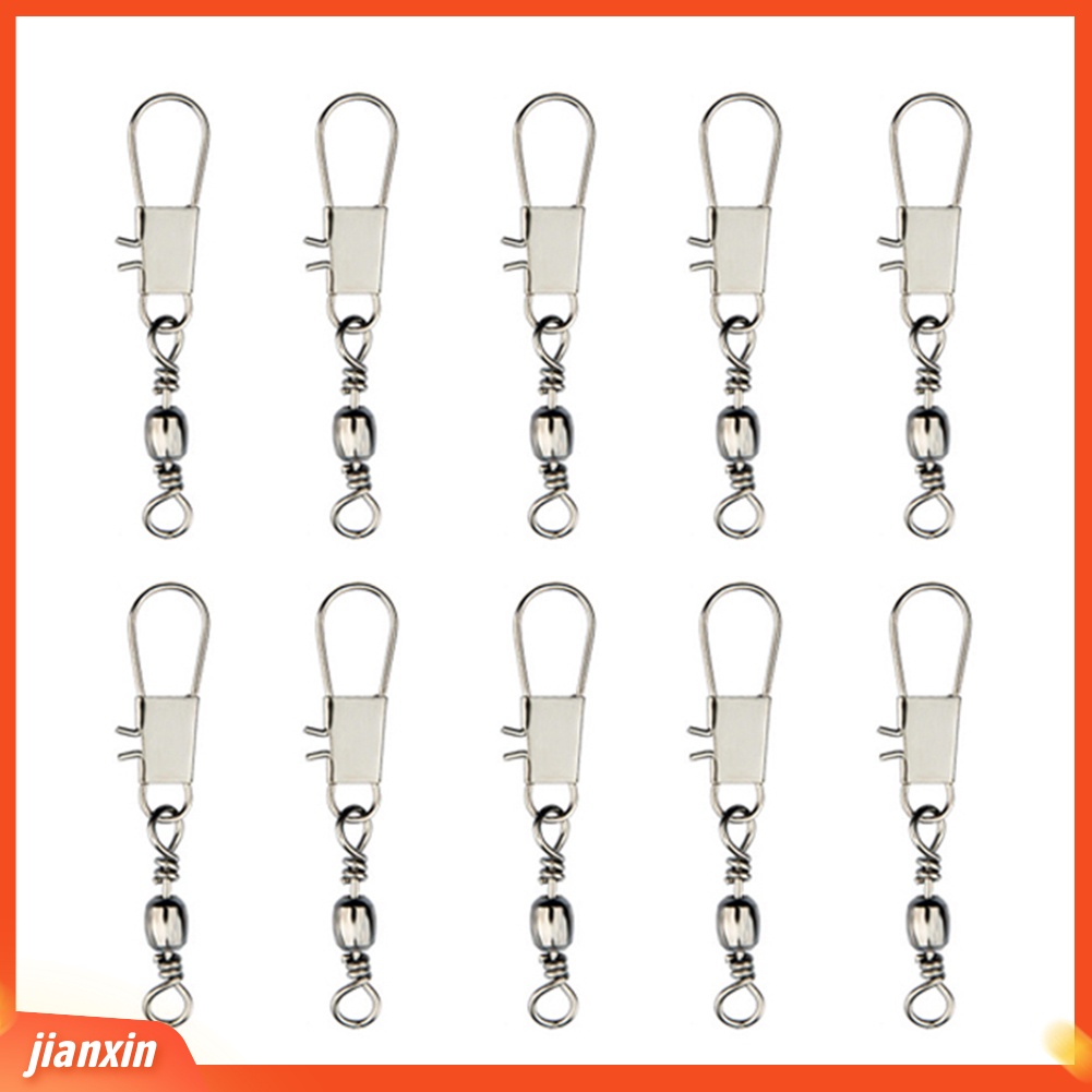 (In Stock) 10Pcs Bearing Bola Pancing Rolling Swivel Dengan Konektor Snap Tackle Interlock