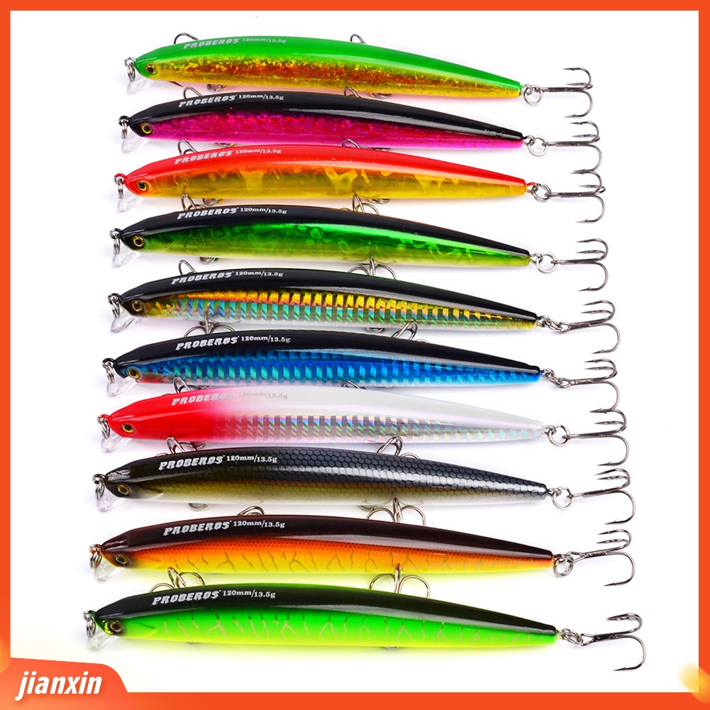 (In Stock) 12.5cm Umpan Pancing Ikan Kecil Buatan Lure Keras Dengan Kait Treble Fishing Tackle