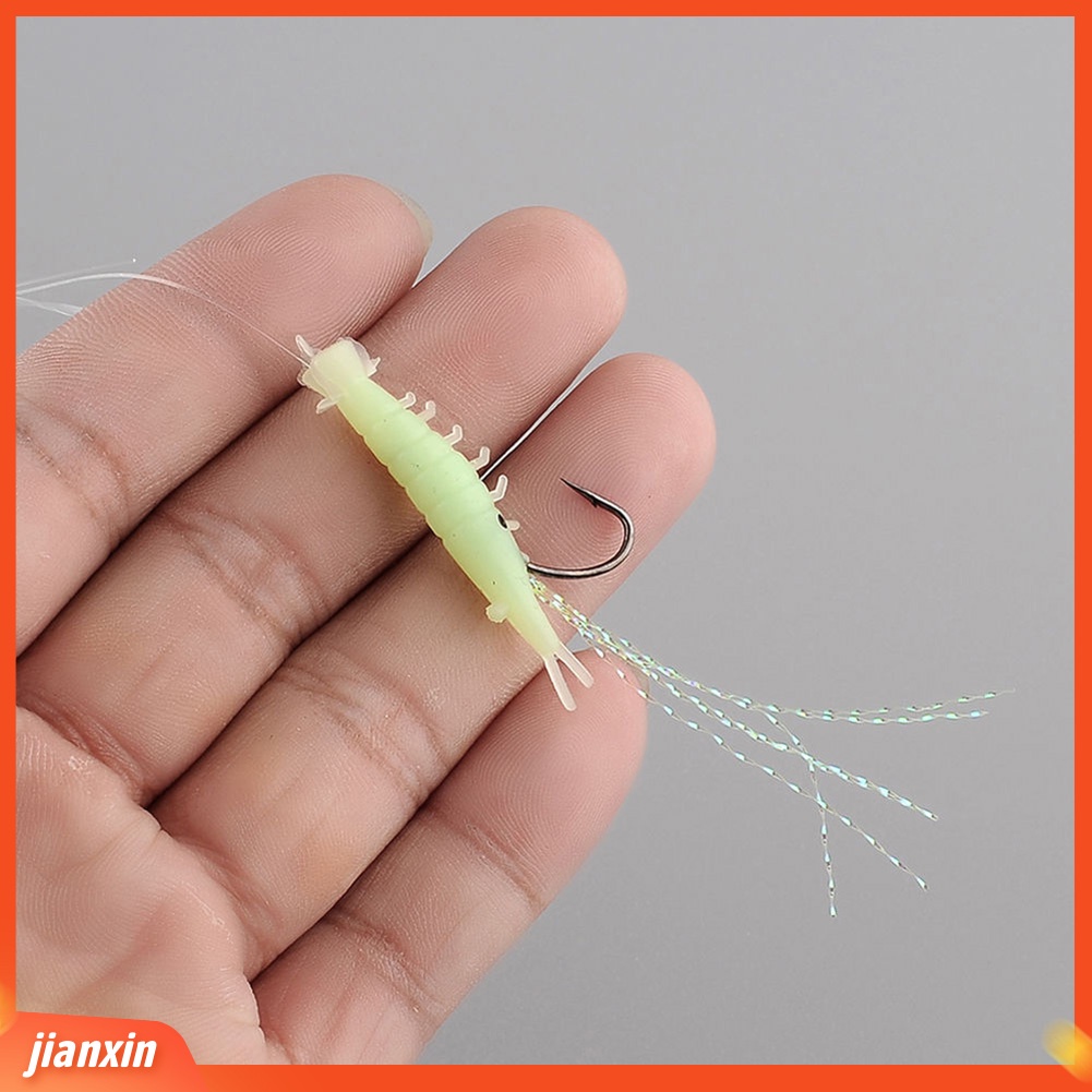 (In Stock) 10 Pcs Silikon Neon Buatan Udang Baja Karbon Kait Umpan Pancing Lure