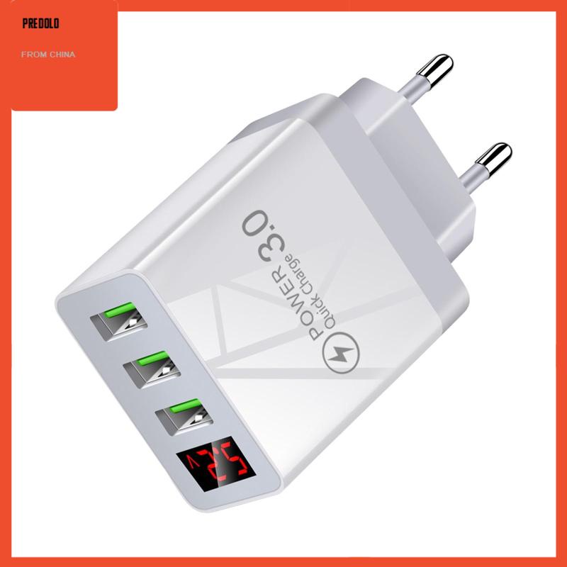 [Predolo] 3usb Digital Display Fast Charging Portable Untuk Travel Charging