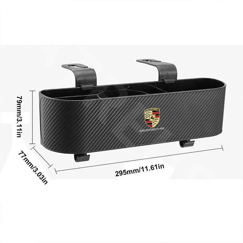 Porsche Car Back Seat Organizer Car Seat Back Hook Kotak Penyimpanan Cup Holder Tekstur Serat Karbon Untuk Porsche Rawit911 718 Macan Panamera Taycan