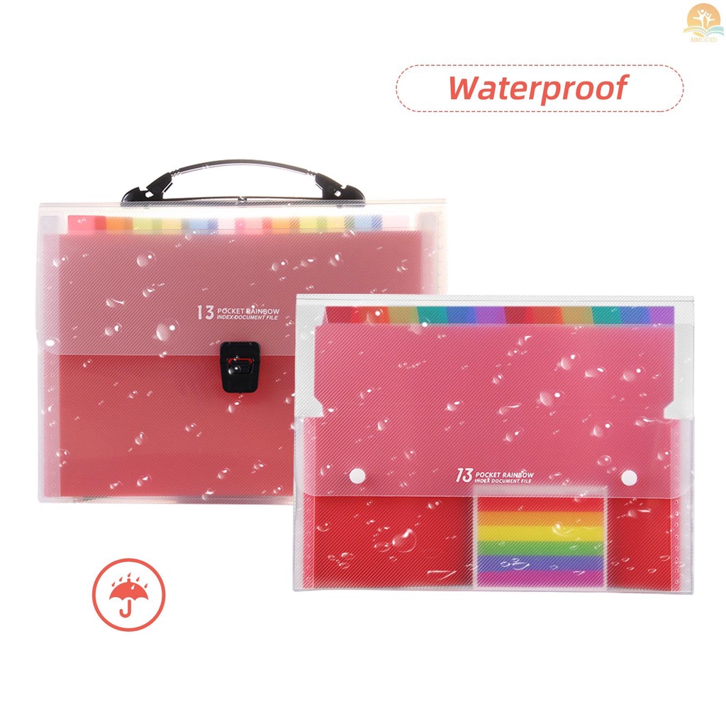 In Stock Expanding File Folder 13saku File Organizer Warna Pelangi Folder Akordeon Dengan Penutup Yang Dapat Diperluas Label Kosong Ukuran Surat A4 Portabel Kotak File Penyimpanan Dokumen Desktop