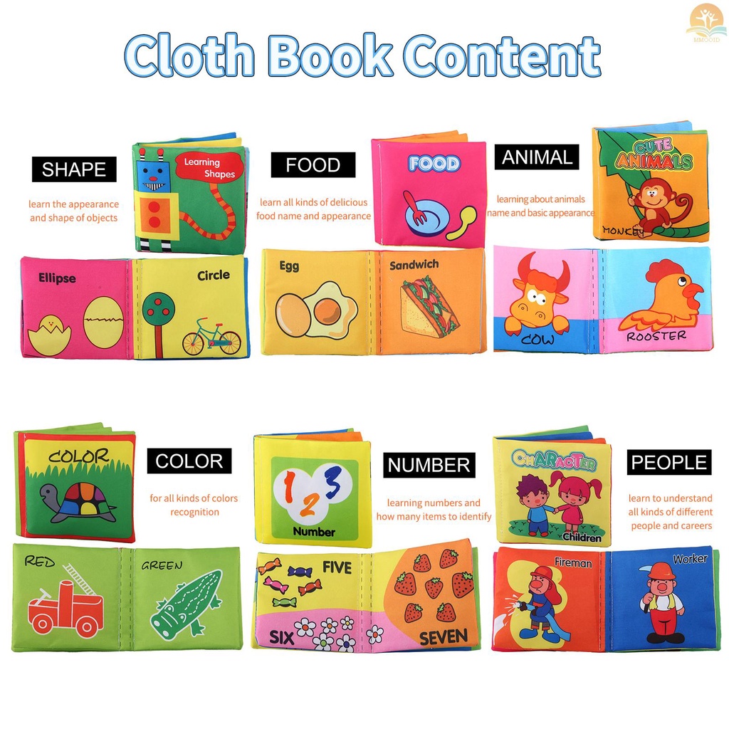 In Stock 6pak Buku Kain Bayi Lembut Tidak Beracun Buku Crinkle Gesekan Dengan Suara Gemerisik Bayi &amp; Balita Belajar Dini Edukasi Mainan Hadiah Untuk Anak Laki-Laki Perempuan Unisex