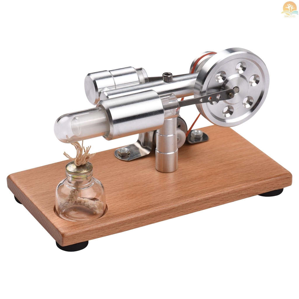 In Stock Stirling Mesin Kit Generator Listrik Model Motor Udara Panas Dengan Lampu LED Flywheel Design Percobaan Sains Dengan Dasar Kayu DIY Edukasi Mainan Untuk Guru Dewasa Anak