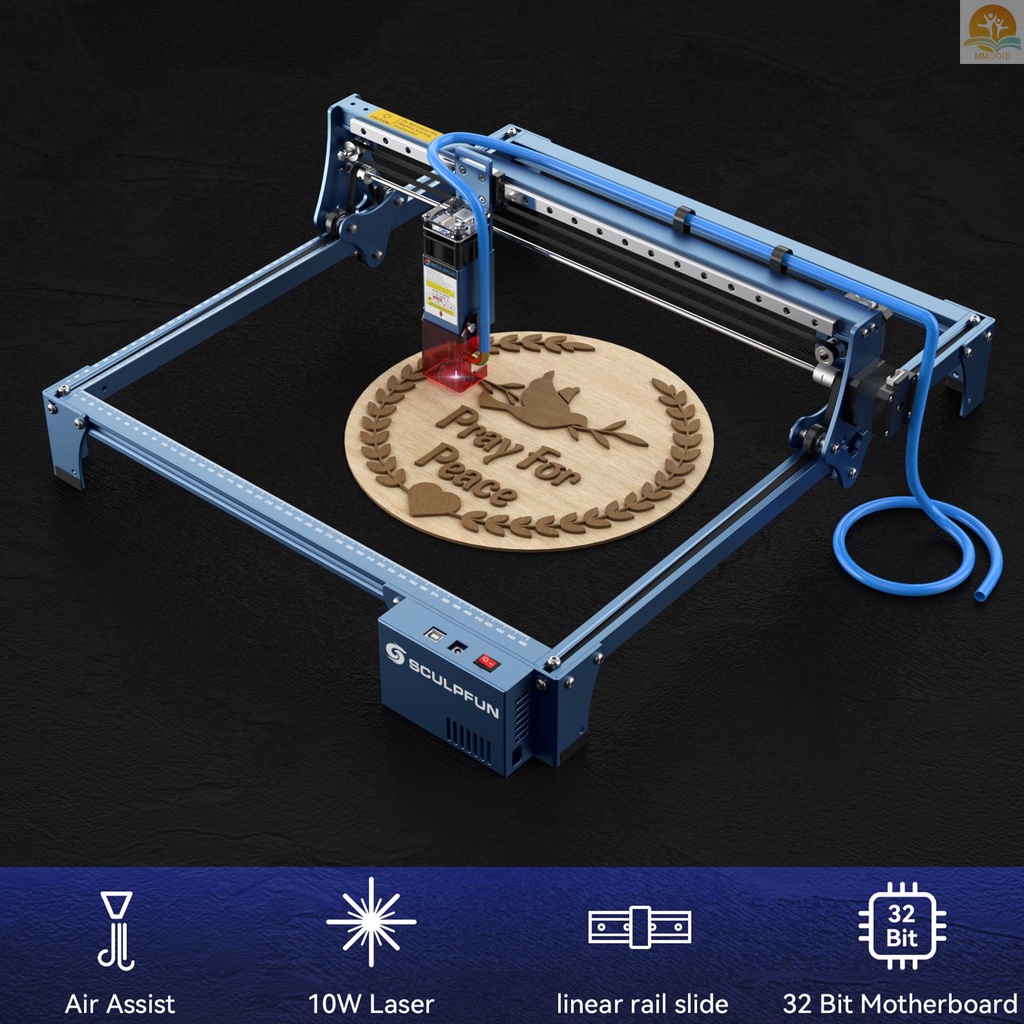 In Stock SCULPFUN S10 Mesin Ukir Laser 10W Pengukir Laser density Tinggi-speed Air Assist Industrial-grade Carving Precision 410x400mm Engraving Area All-metal structur