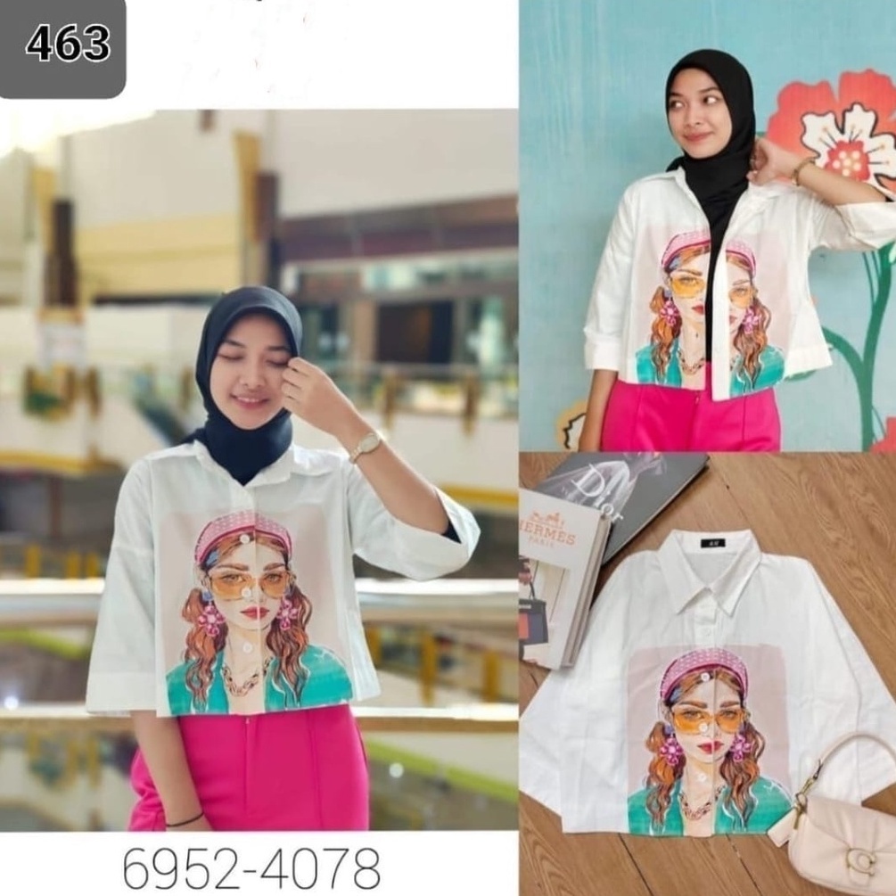 BEFAST - ZRX OOTD WANITA HEM OLA / KEMEJA CROP BESTIE GIRL / HEM Wanita Terbaru / Fashion kekinan Remaja ABG Trendy / Pakaian Casual Wanita / Kemeja Motif