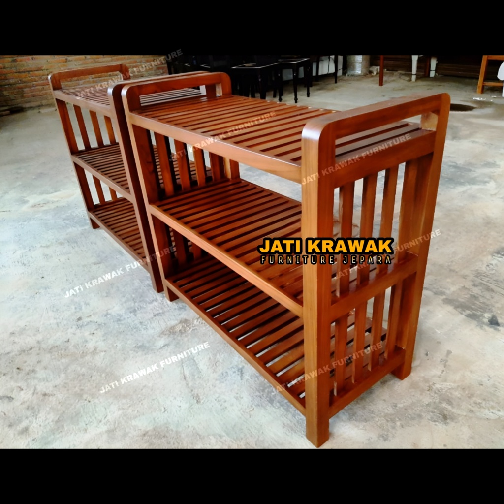 Rak sepatu serbaguna kayu jati - Rak serbaguna kayu jati