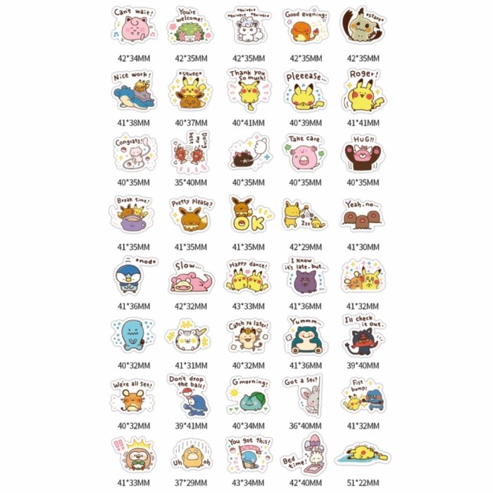 

40Pcs/50Pcs/100Pcs Sticker Pokemon Stiker Cute Lucu Anti Air PVC - 40 Pcs B