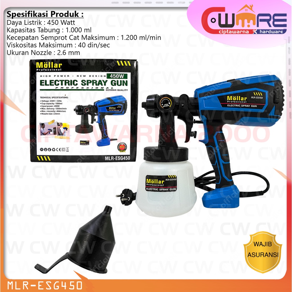Mollar Mesin Spray Gun Listrik ESG450  Semprot Cat 450 Watt - CWK