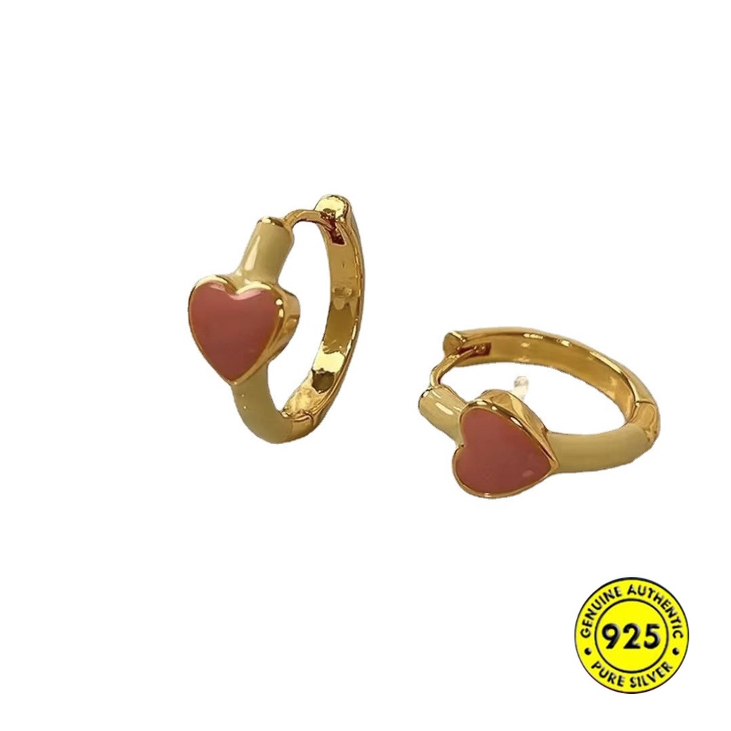 Berwarna Drip Glaze Enamel Love Ear Clip Cincin Telinga Kompak Canggih Wanita U1531