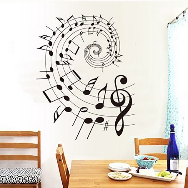 Wallstiker Dinding Siluet Melody Music Spiral AY9164 Wall Sticker Kamar Tidur Cafe Aesthetic