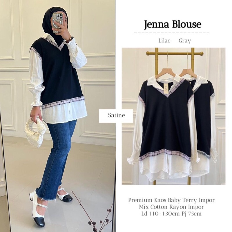 JENNA BLOUSE ORI SATINE | Premium Kaos Baby Tery Impor