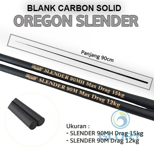 Blank Ujung / Atasan Custom Joran Pancing Oregon Slender Carbon Solid 90cm Dan 120cm Action Medium H