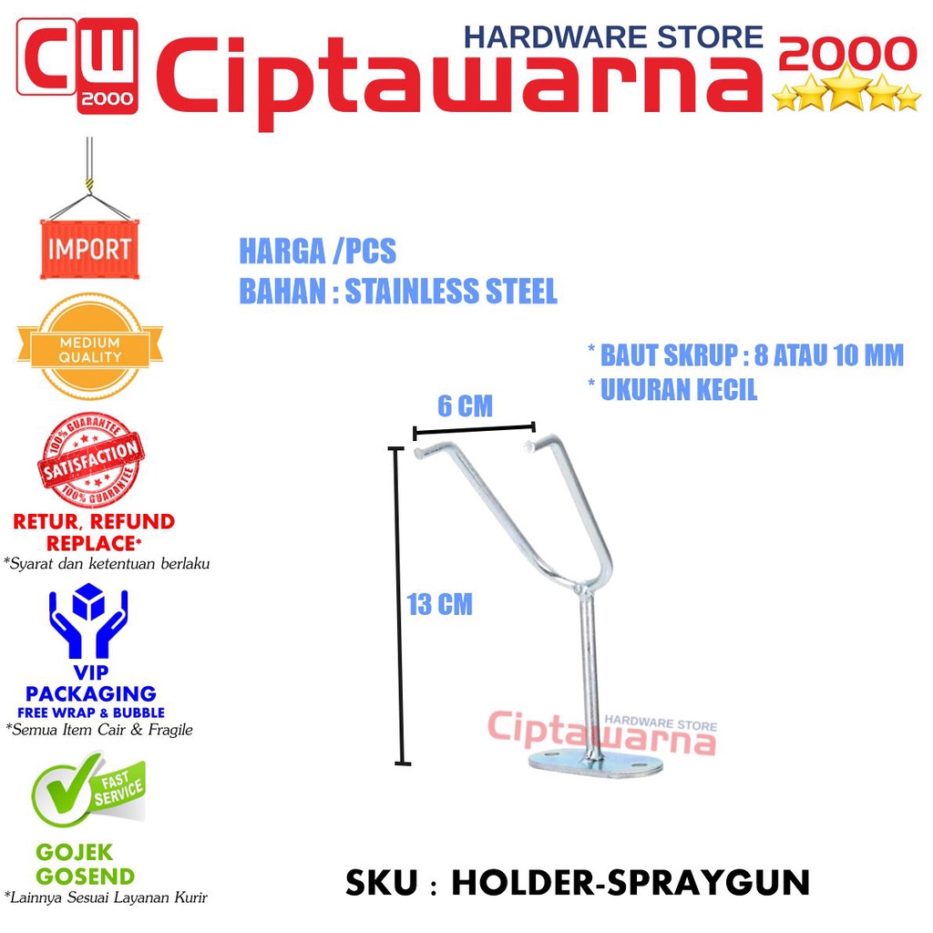 Dudukan Penyanggah Holder Bracket Stainless untuk spray gun