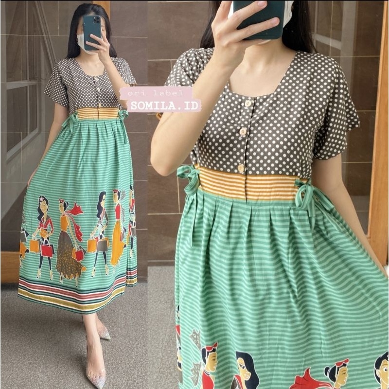 ORI SOLO TERSEDIA JUMBO GROSIR DASTER  TERBARU BUSUI CHIBI SERUT LENGAN PENDEK BATIK BU TEJO SHOPING