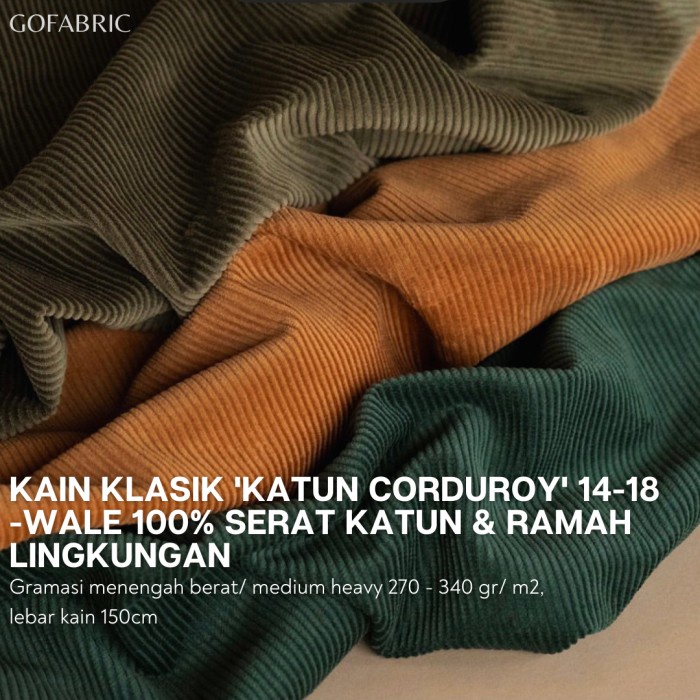 kain katun corduroy kain corduroy cordura kain  salur besar - OffWhite 14w R