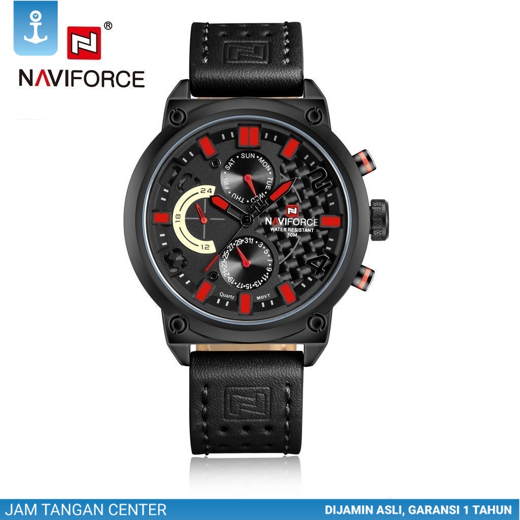 NAVIFORCE Jam Tangan Analog Pria NF-9068M Genuine Leather Strap
