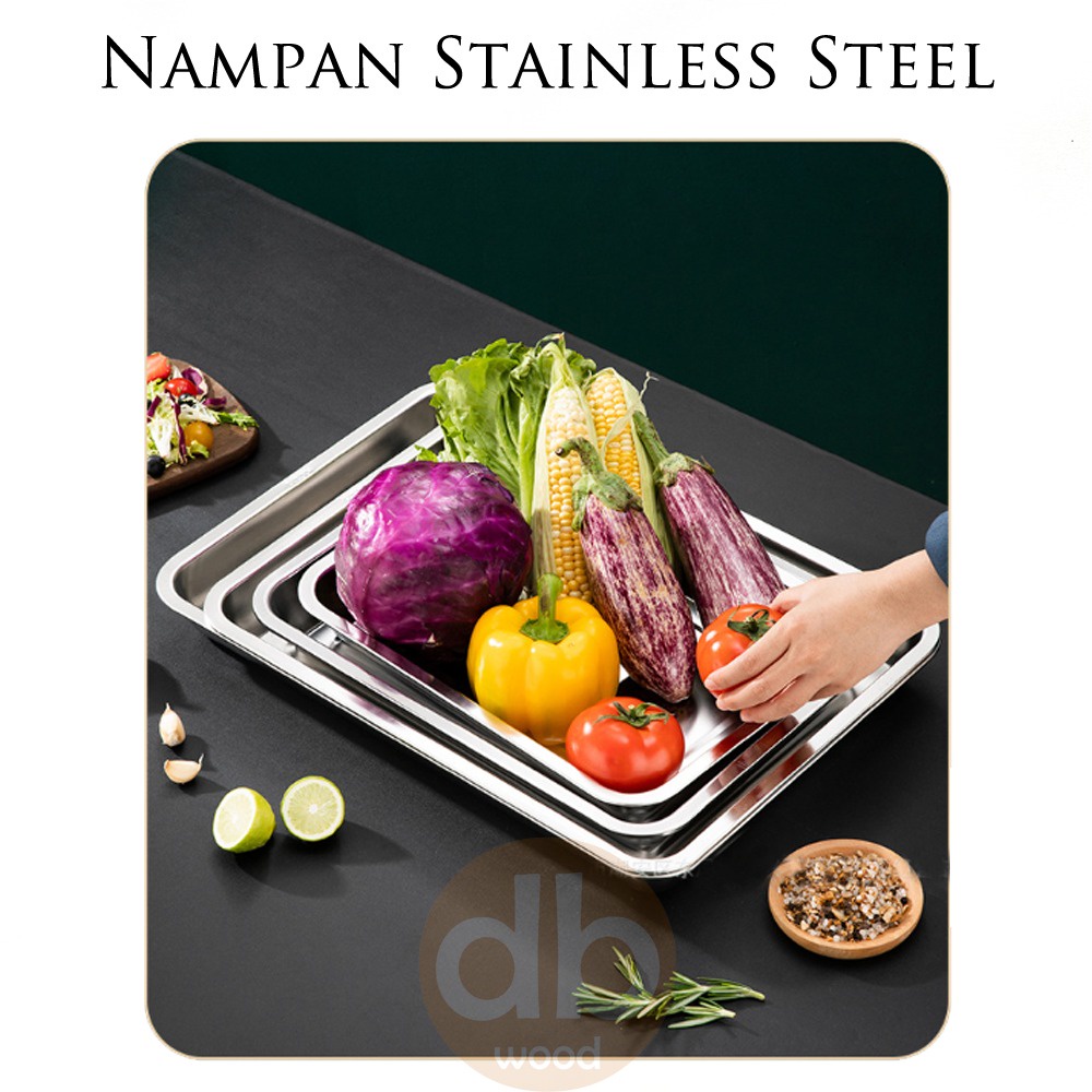 Nampan Stainless Persegi BESAR | Nampan saji makanan | Nampan Baki SS