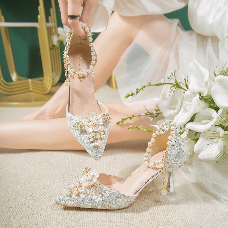 Korean version of heavy industry high heels, wedding shoes, banquet shoes