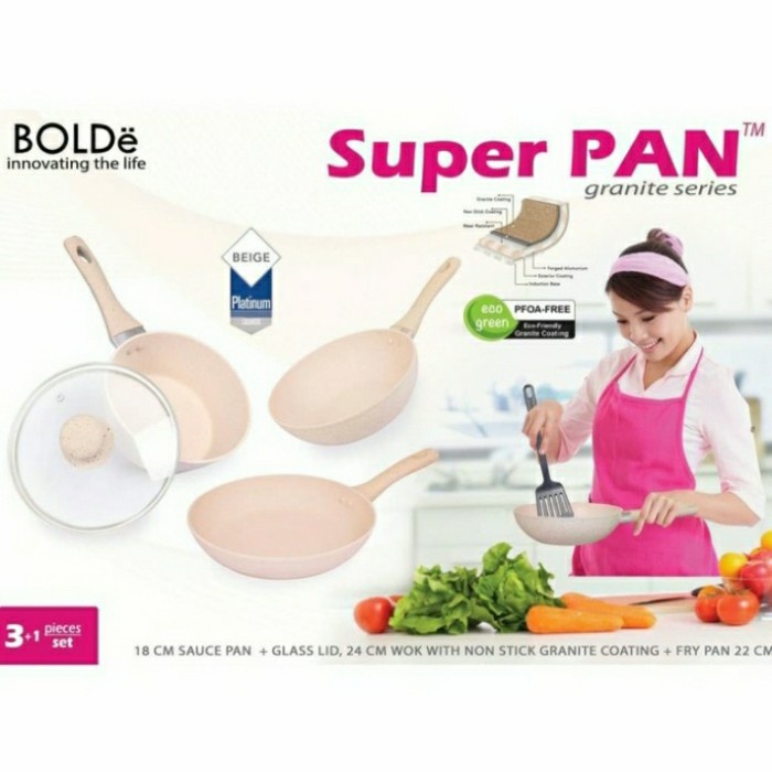 BOLDE Super Pan Granit Set Wajan Penggorengan 3set