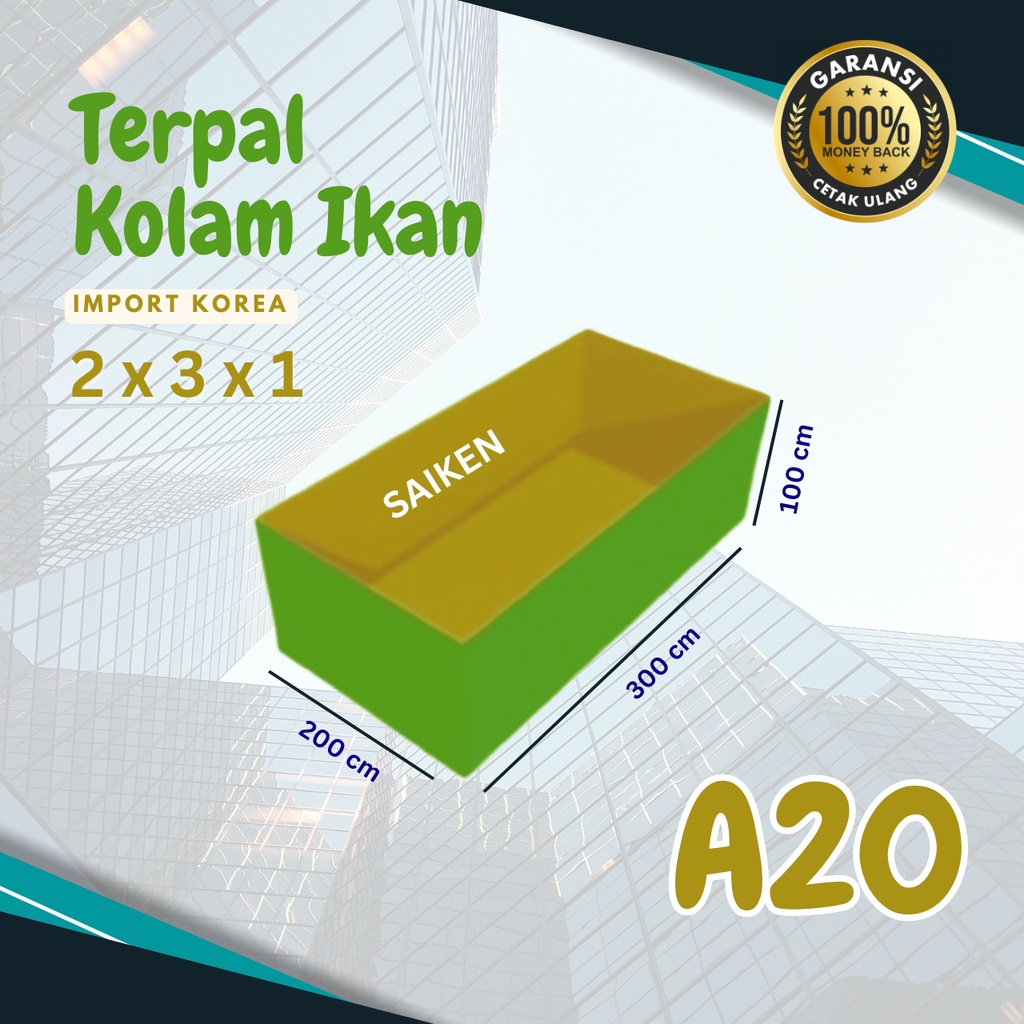 Terpal Kolam Ikan 2x3x1 / 200x300x100 Kolam Terpal A20 Kotak