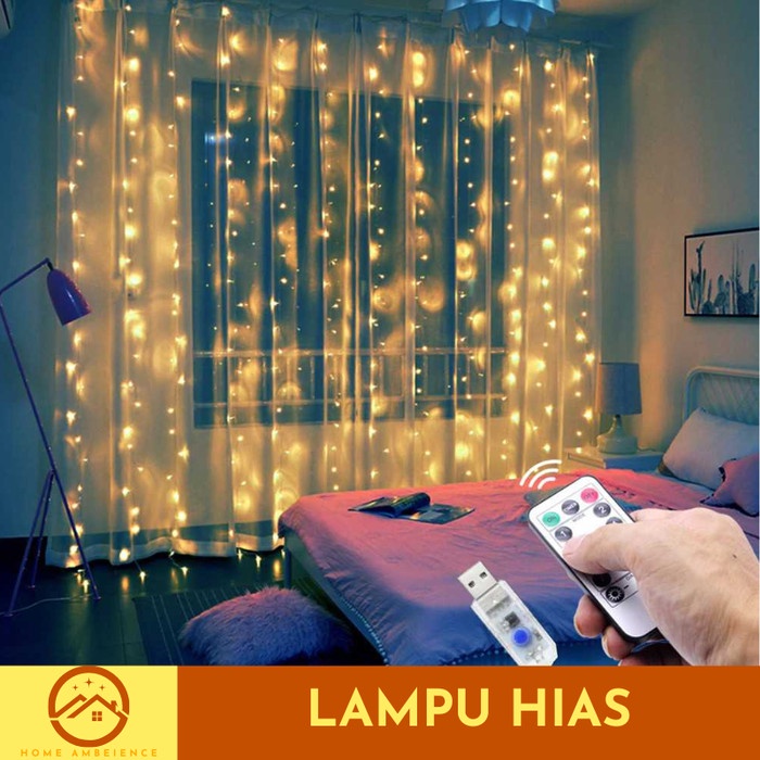 Lampu Hias Gantung LED Dekorasi Kamar Natal Tahun Baru Remot Warm Whit