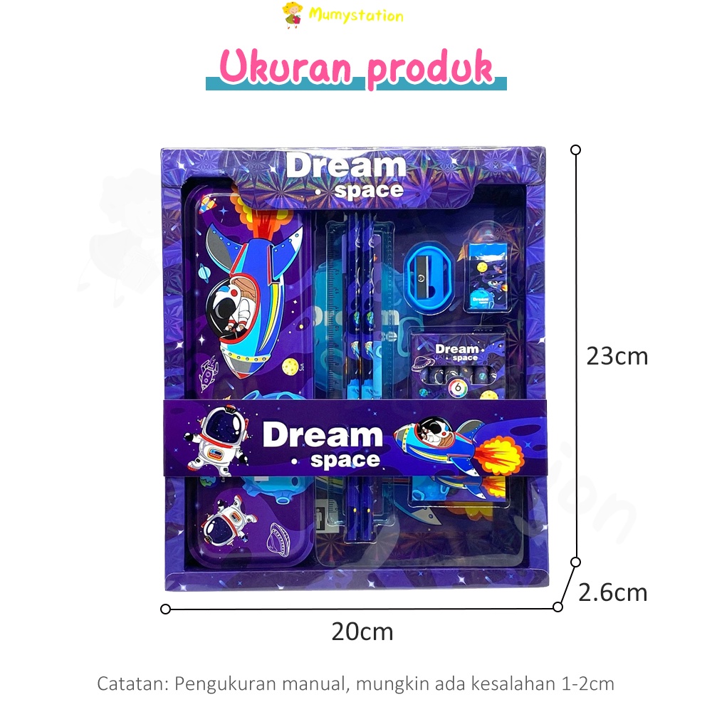 

H7Y Mumystation Stationery Set Set Alat Tulis Rautan Penghapus Vacuum Pensil Kotak Pensil 6 In 1