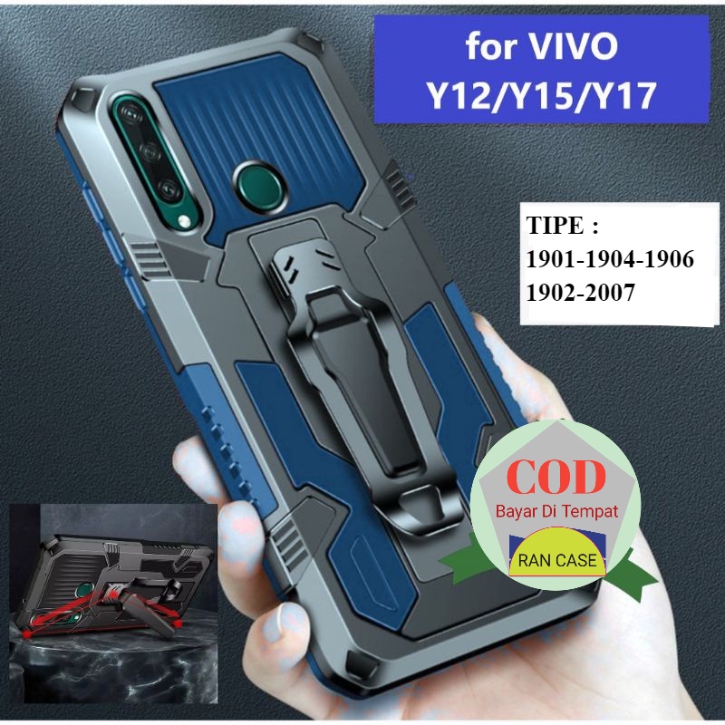 VIVO Y17 Y12 Y12i Y11 Y15 (1901) (1904) (1906) (2007) (1902) CASE KRISTAL SILIKON RUGGED KICK STANDI