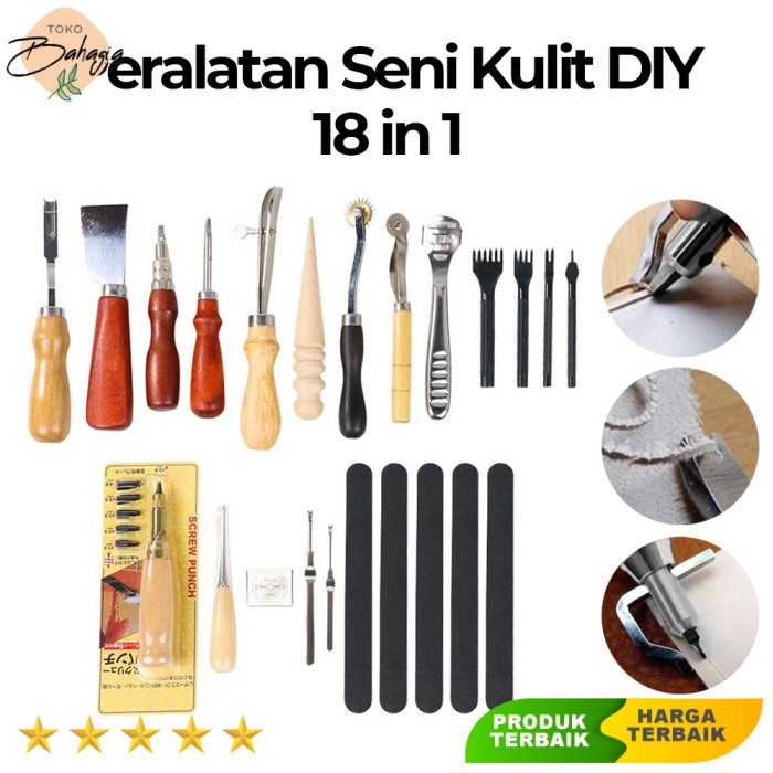 

Peralatan Seni DIY Kulit 18in1 Leather Craft Stitching Sewing
