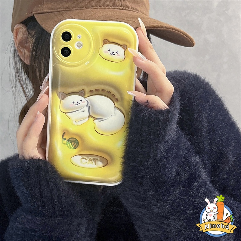 IPHONE Casing Kompatibel Untuk Iphone14 13 12 11 Pro Max X Xr Xs Max8 7 6 6s Plus SE 3D Vision Couple Glossy Silicone Phone Case Shockproof Kamera Perlindungan Soft Case Cover Pelindung