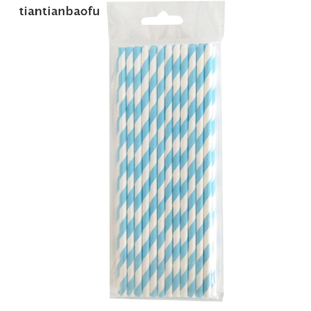 [tiantianbaofu] Biodegradable Stripes Paper Straw Stripes Sedotan Minum Pesta Ulang Tahun Pernikahan Butik