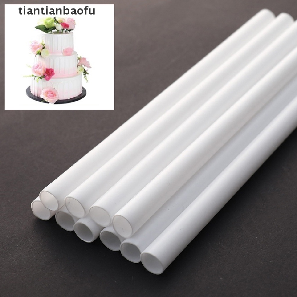 [tiantianbaofu] 10pcs Dowels Kue Plastik Putih Batang Penyangga Kue Dowels Bulat Sedotan Reusable Boutique