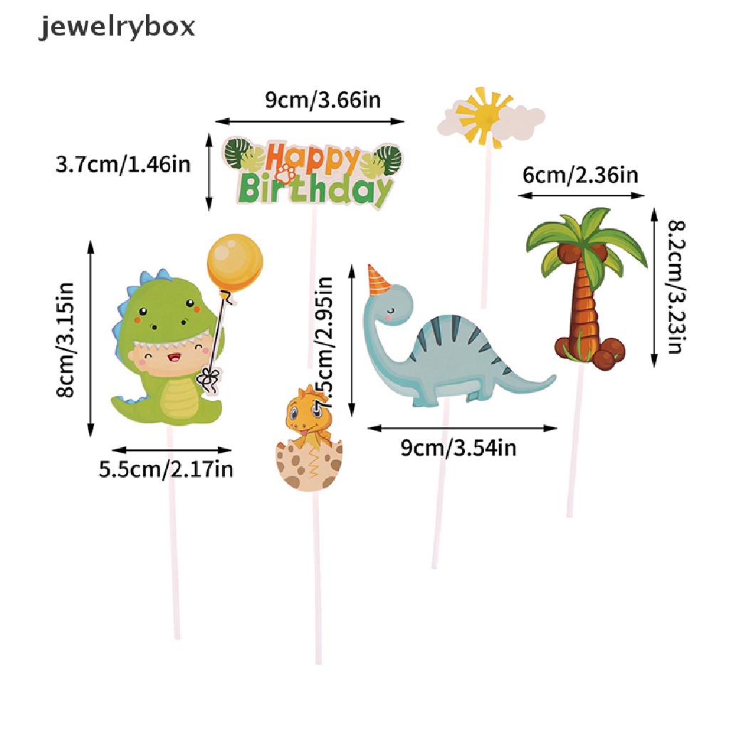 [jewelrybox] 1set Topper Kue Ulang Tahun Dinosaurus Hutan Dekorasi Kue Dino Perlengkapan Pesta Butik