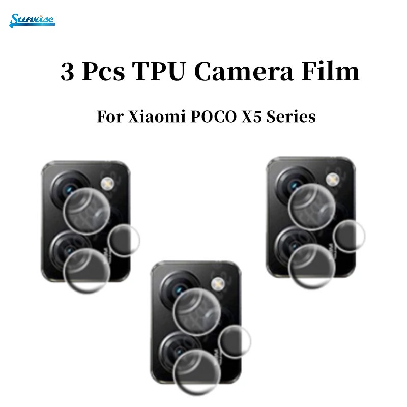 3set Film Lensa Transparan Tahan Gores Tahan Lama Definisi Tinggi Lingkaran Ringkas Pelindung Lensa TPU Lembut Untuk Xiaomi POCO X5 Series