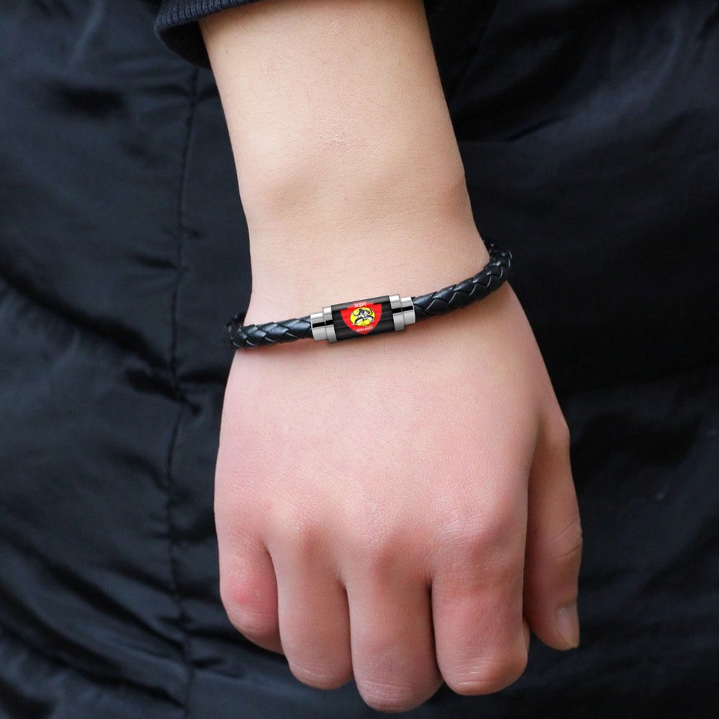 GELANG KERA SAKTI PENDEKAR SILAT IKSPI MODEL TALI KULIT KEPANG KAIT TABUNG MAGNET GAMBAR KACA EPOXY STAINLESS STEEL