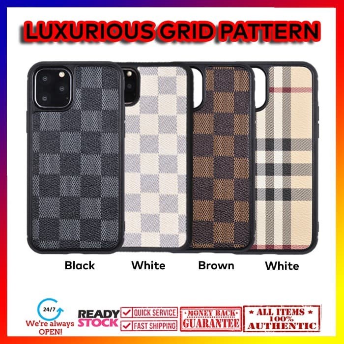 Case iPhone 11 Pro Max / 11 Pro / 11 Luxurious Leather Grid Pattern - Black, 11